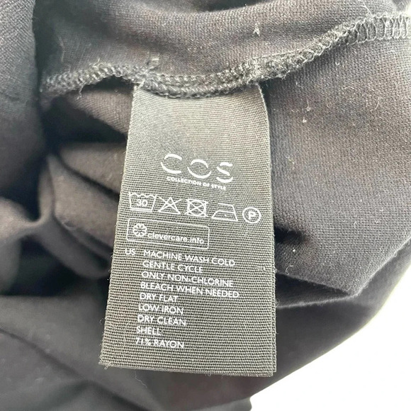 COS Black Tie Front Long Sleeve Paperbag Skirt Dress Size Small - Picture 7 of 7